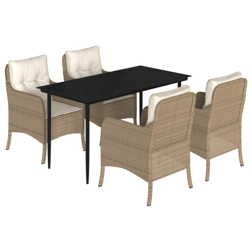 Set mobilier de grădină cu perne, 5 piese, bej, poliratan GartenMobel Dekor