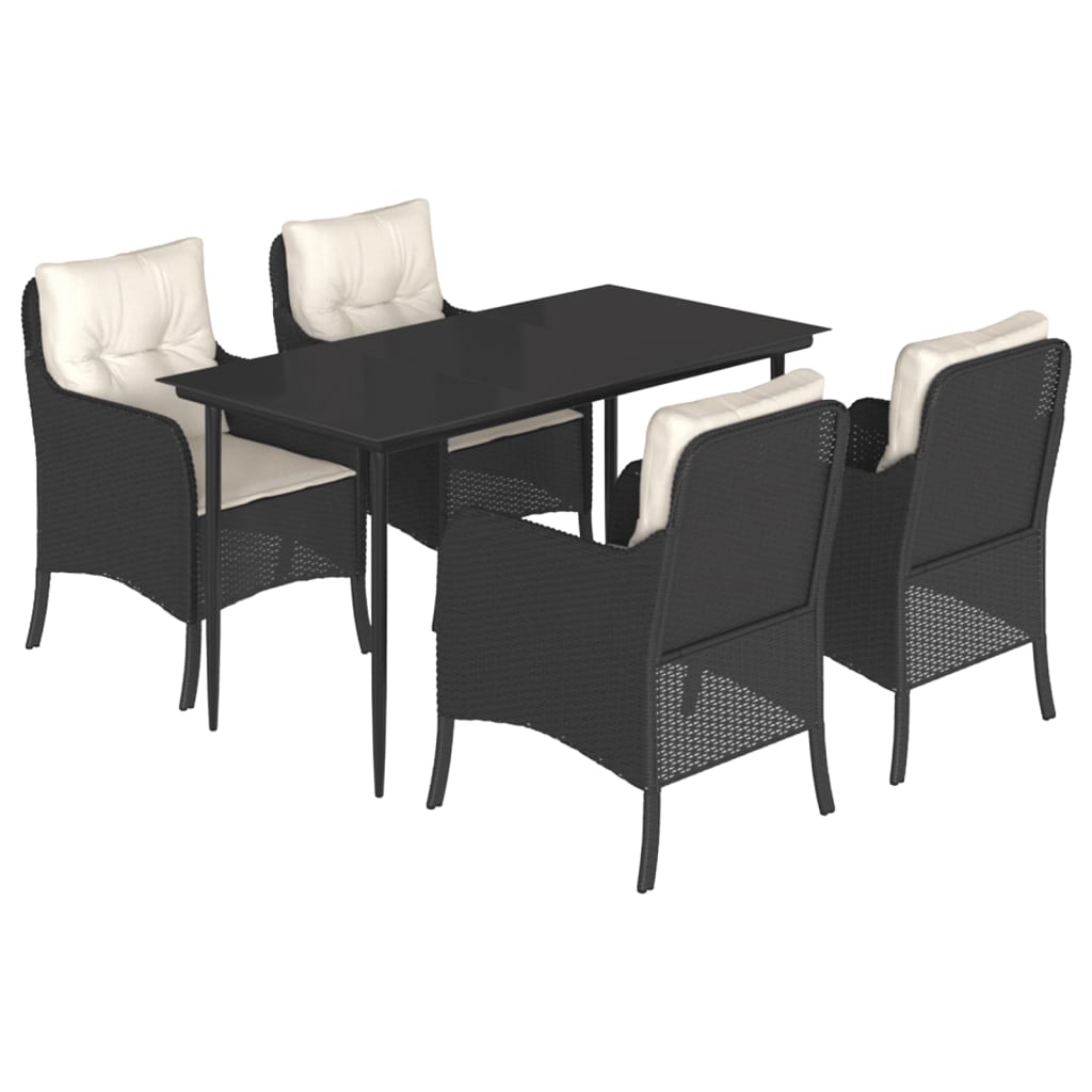 Set mobilier de grădină cu perne, 5 piese, negru, poliratan GartenMobel Dekor