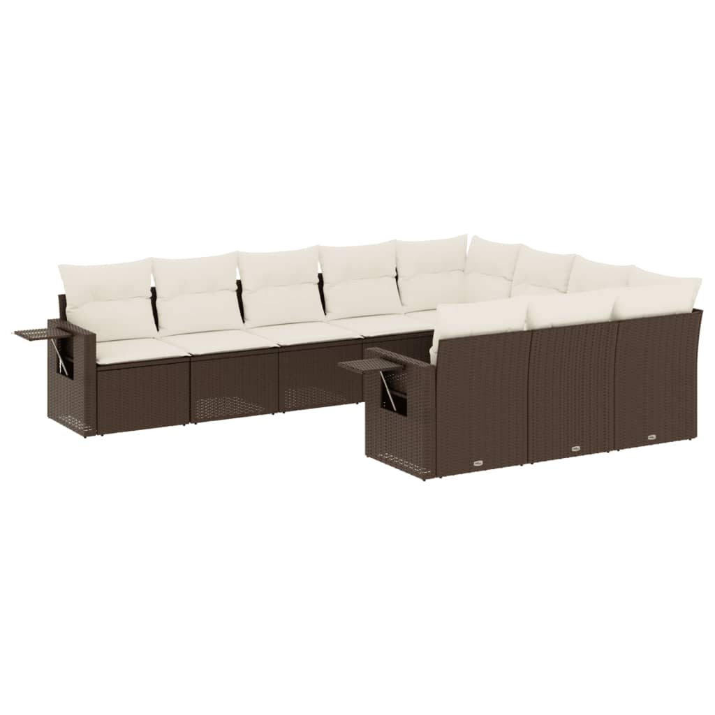 Set canapele de grădină cu perne, 10 piese, maro, poliratan GartenMobel Dekor