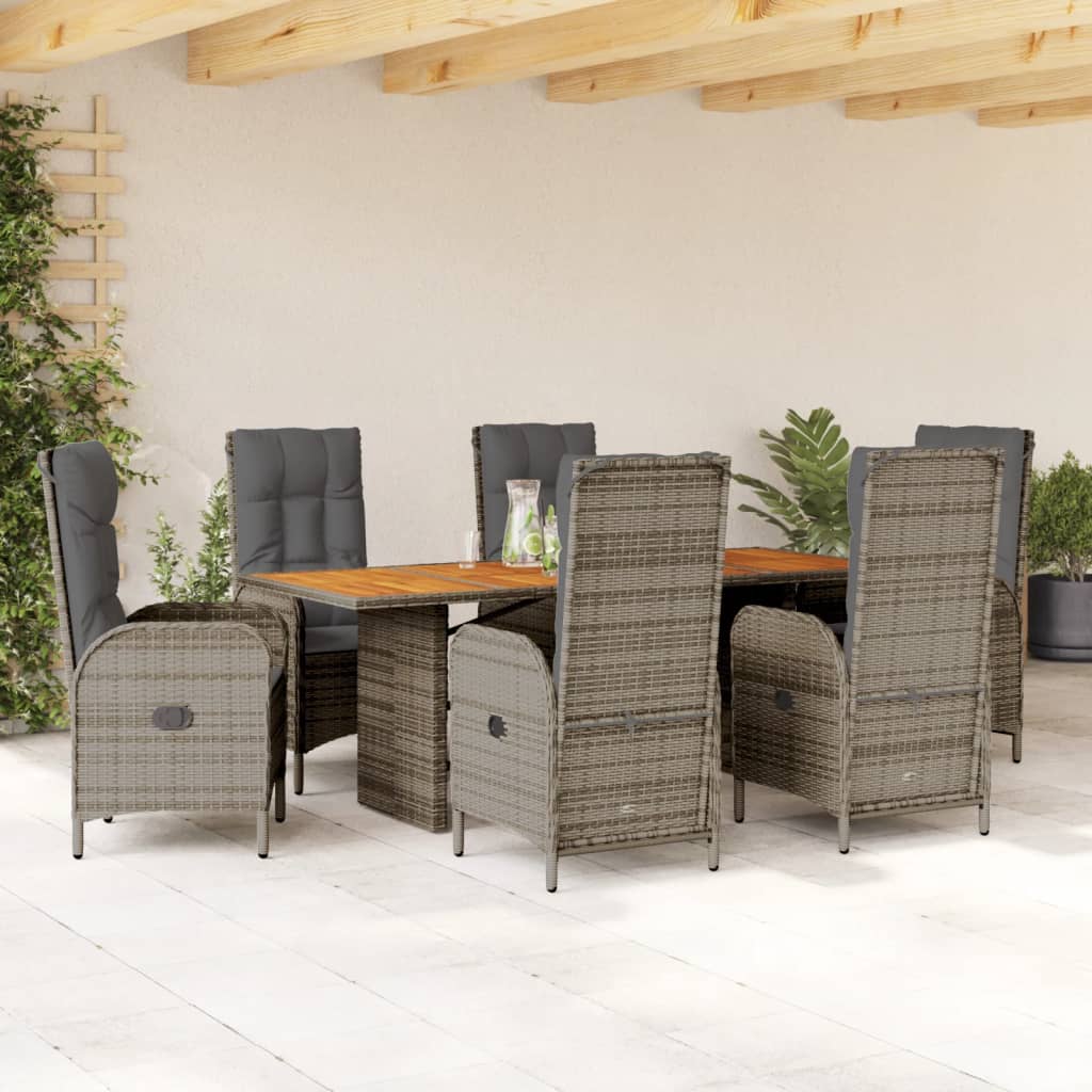 Set mobilier de grădină cu perne, 7 piese, gri, poliratan GartenMobel Dekor