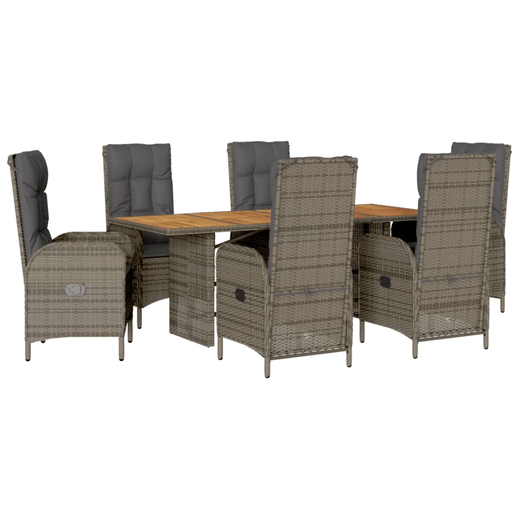 Set mobilier de grădină cu perne, 7 piese, gri, poliratan GartenMobel Dekor