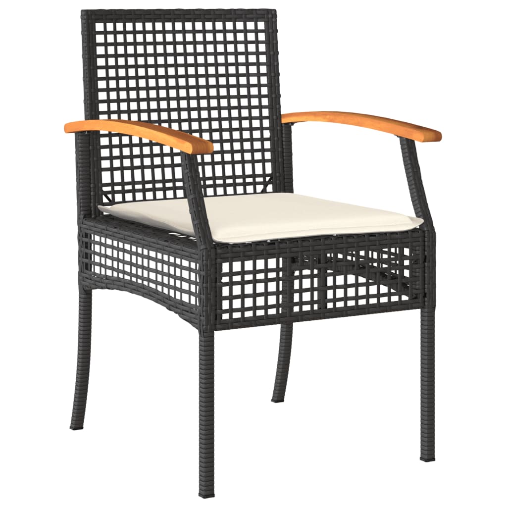 Set mobilier de grădină cu perne, 7 piese, negru, poliratan GartenMobel Dekor