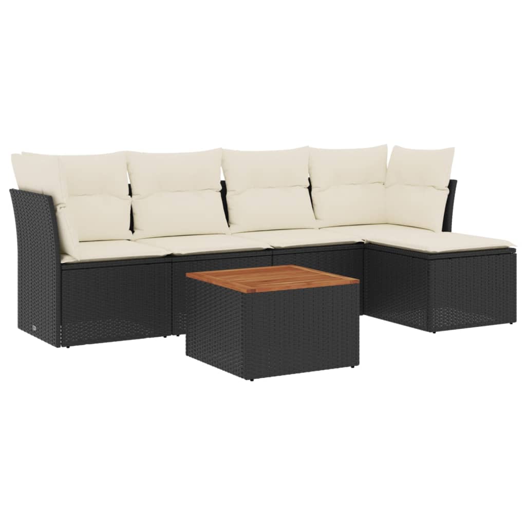 Set mobilier de grădină cu perne, 6 piese, negru, poliratan GartenMobel Dekor