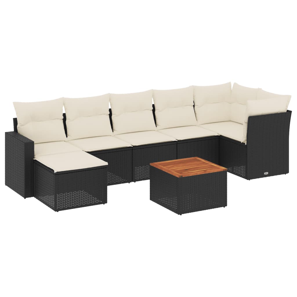 Set mobilier de grădină cu perne, 8 piese, negru, poliratan GartenMobel Dekor