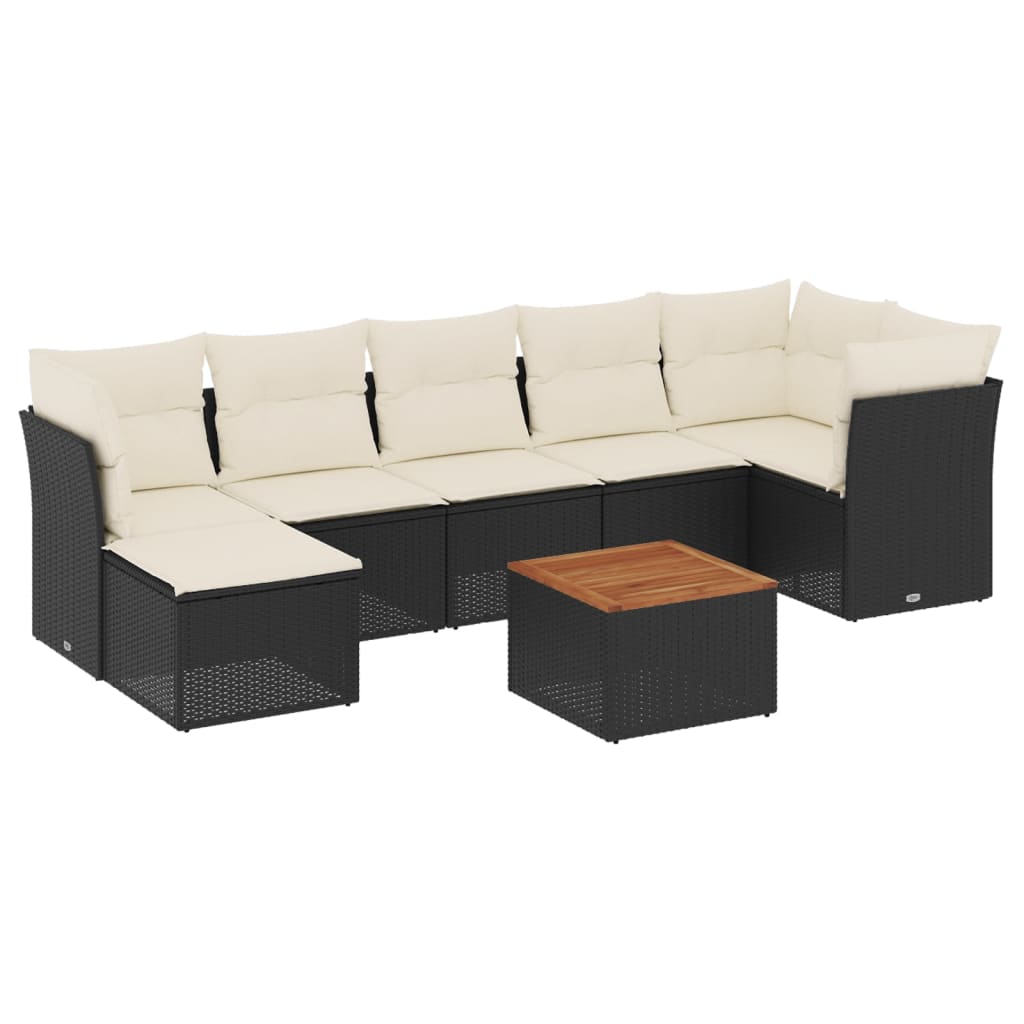 Set mobilier de grădină cu perne, 8 piese, negru, poliratan GartenMobel Dekor