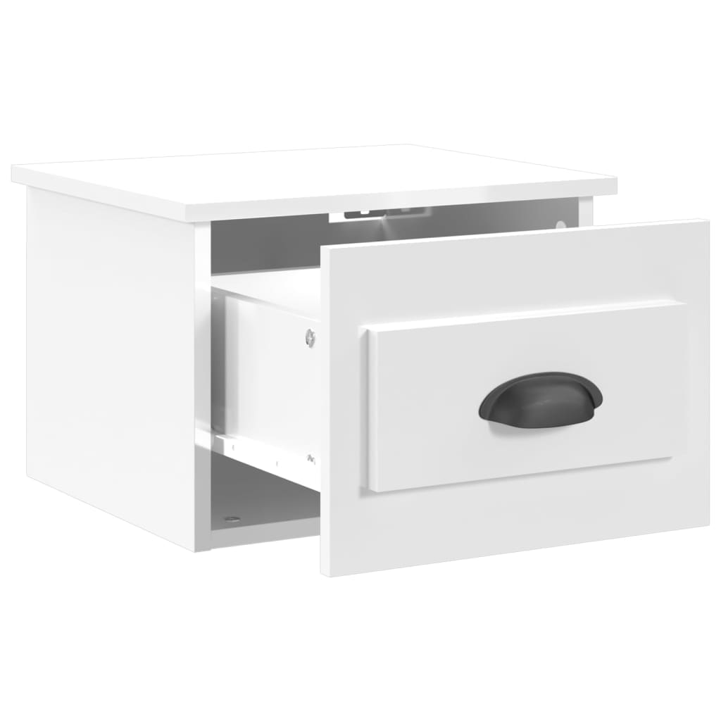 Noptiere de perete, 2 buc., alb extralucios, 41,5x36x28 cm GartenMobel Dekor