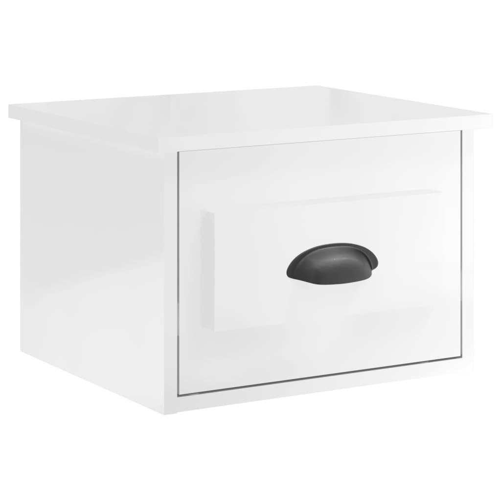 Noptiere de perete, 2 buc., alb extralucios, 41,5x36x28 cm GartenMobel Dekor