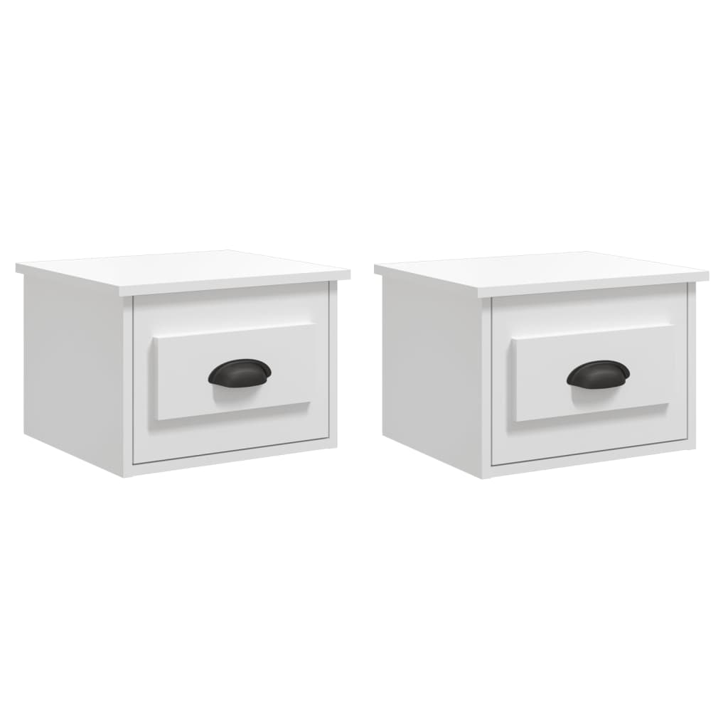 Noptiere de perete, 2 buc., alb extralucios, 41,5x36x28 cm GartenMobel Dekor