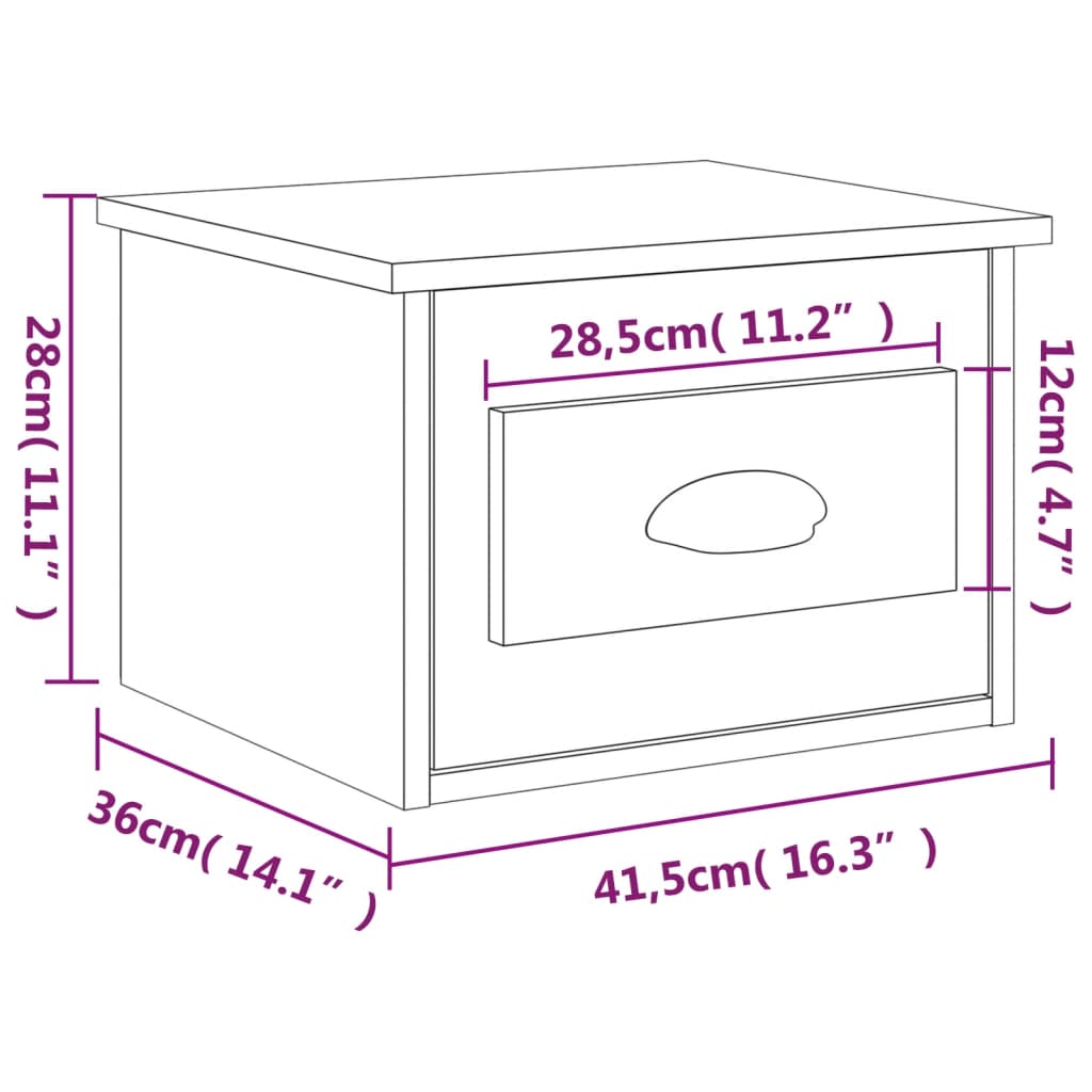 Noptiere de perete, 2 buc., gri beton, 41,5x36x28 cm GartenMobel Dekor