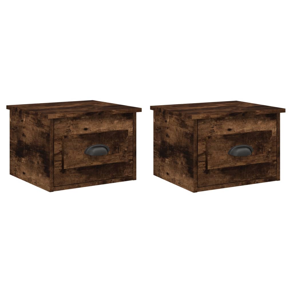 Noptiere de perete, 2 buc., stejar fumuriu, 41,5x36x28 cm GartenMobel Dekor