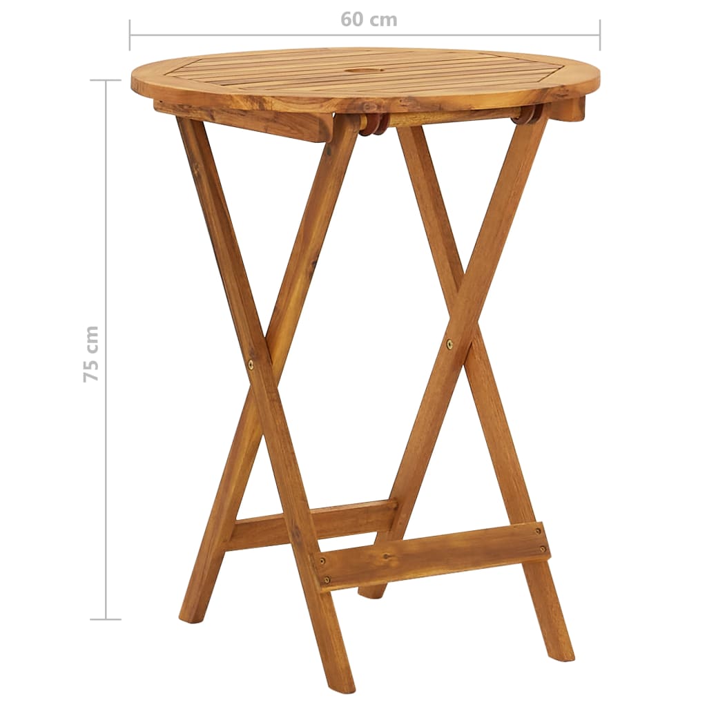 Set mobilier bistro pliabil, 3 piese, lemn masiv de acacia GartenMobel Dekor