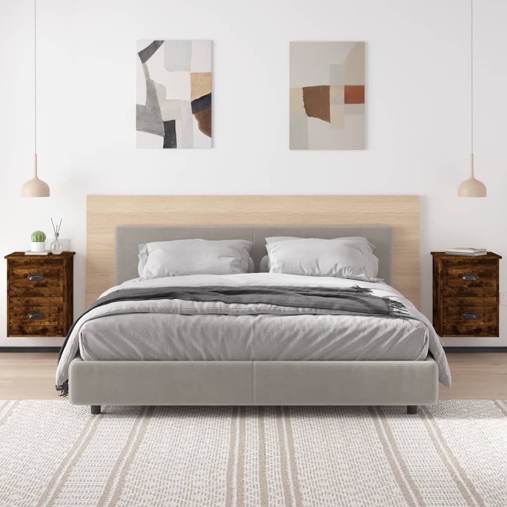 Noptiere pe perete, 2 buc., stejar afumat, 41,5x36x53 cm GartenMobel Dekor