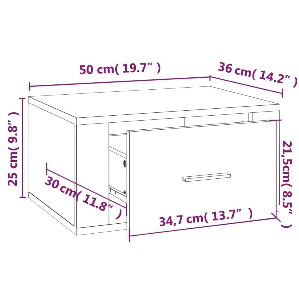 Noptiere de perete, 2 buc., stejar sonoma, 50x36x25 cm GartenMobel Dekor