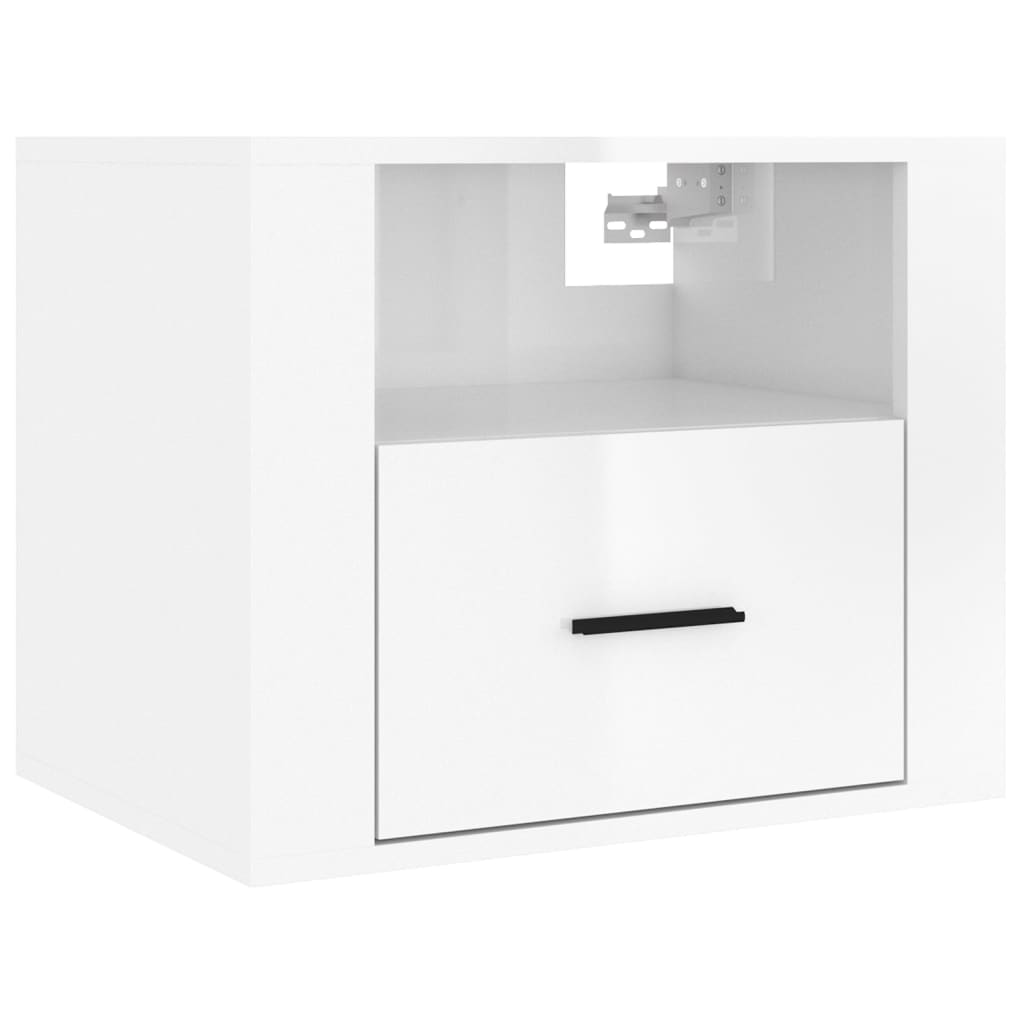 Noptiere de perete, 2 buc., alb extralucios, 50x36x40 cm GartenMobel Dekor