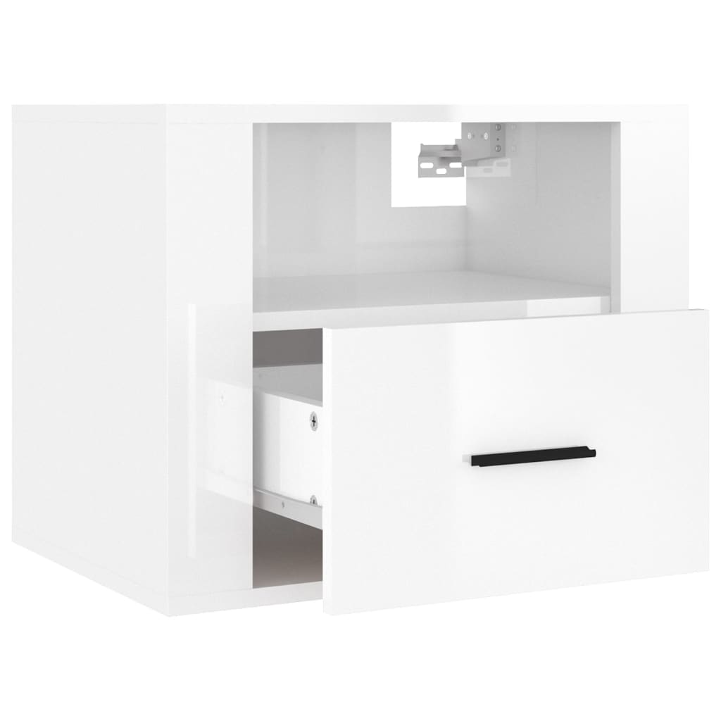 Noptiere de perete, 2 buc., alb extralucios, 50x36x40 cm GartenMobel Dekor