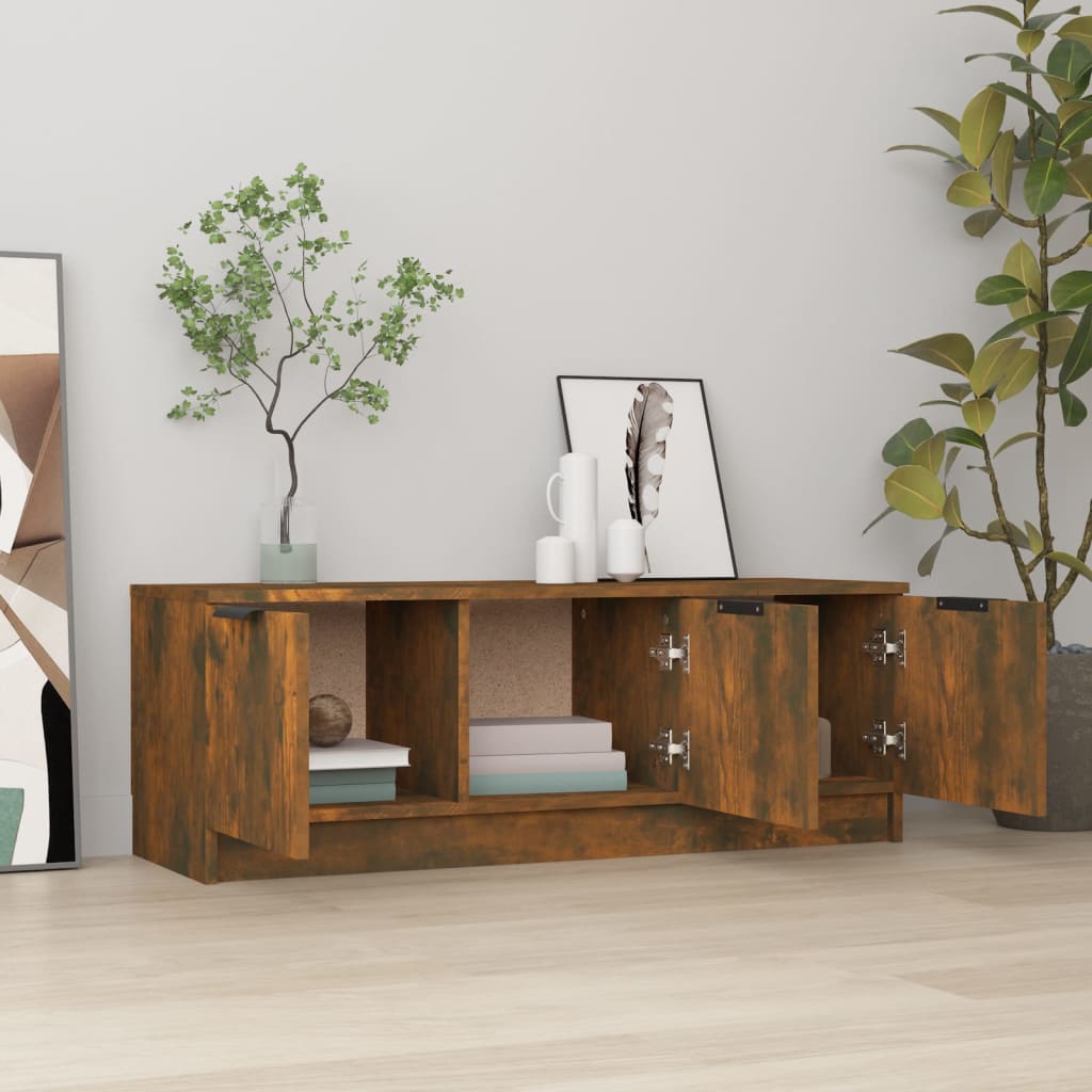 Comodă TV, stejar fumuriu, 102x35x36,5 cm, lemn prelucrat GartenMobel Dekor