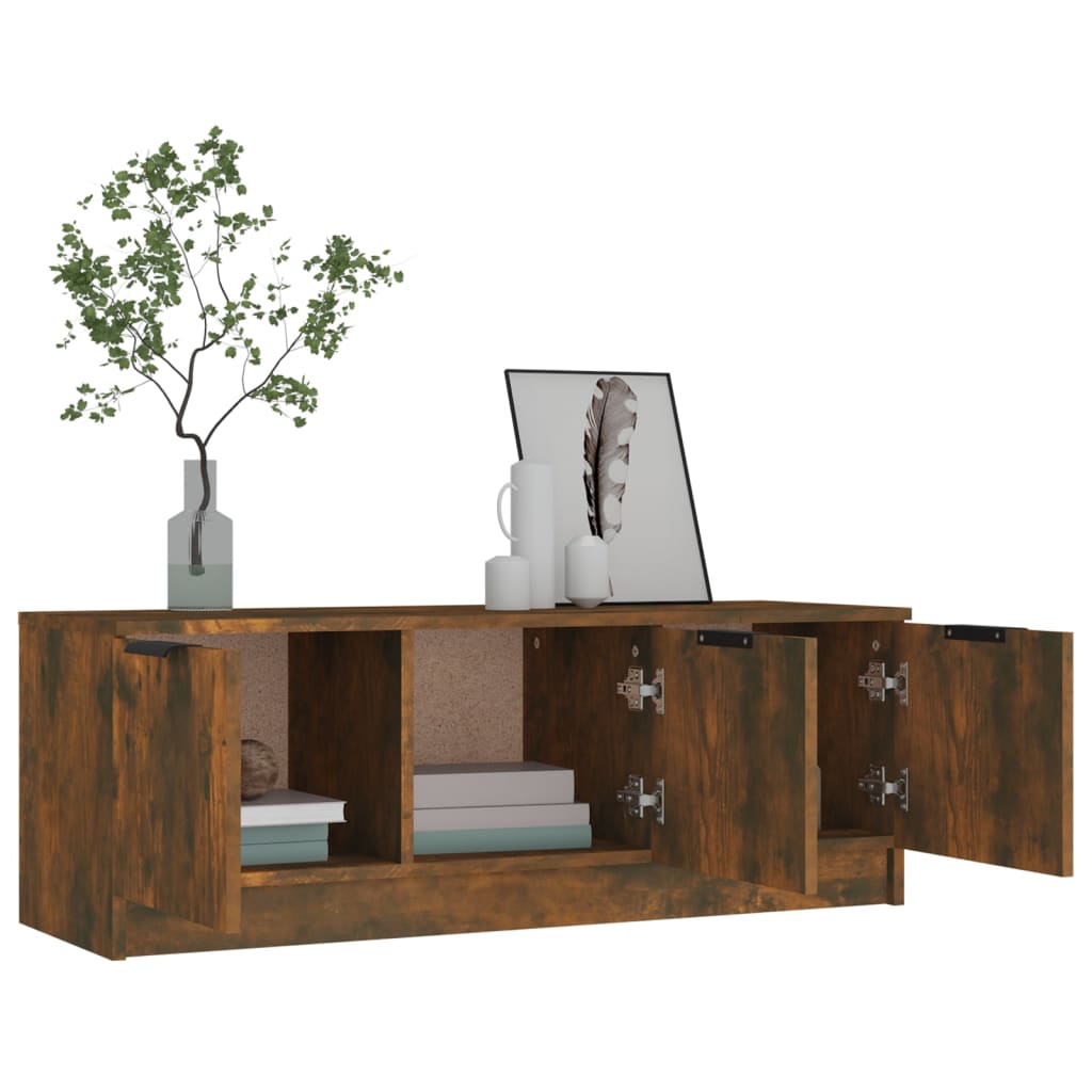 Comodă TV, stejar fumuriu, 102x35x36,5 cm, lemn prelucrat GartenMobel Dekor