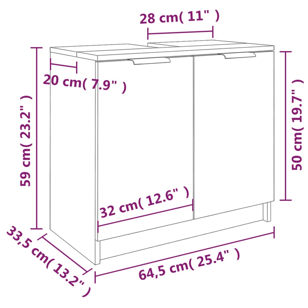 Dulap de baie, sonoma gri, 64,5x33,5x59 cm, lemn prelucrat GartenMobel Dekor