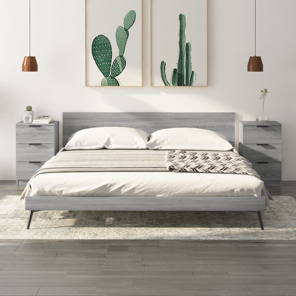 Noptiere, 2 buc., sonoma gri, 40x36x65 cm GartenMobel Dekor