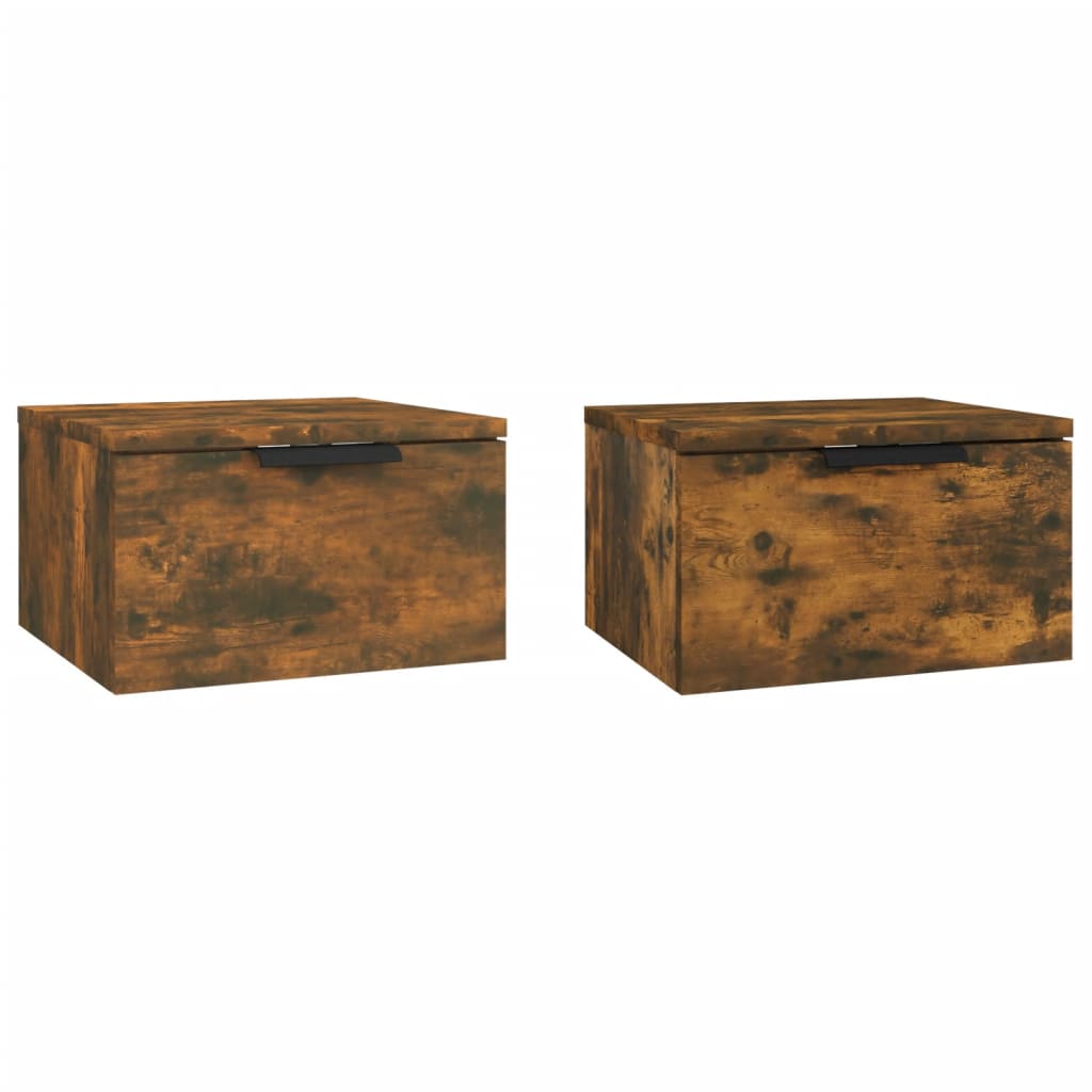 Noptiere de perete, 2 buc., stejar fumuriu, 34x30x20 cm GartenMobel Dekor