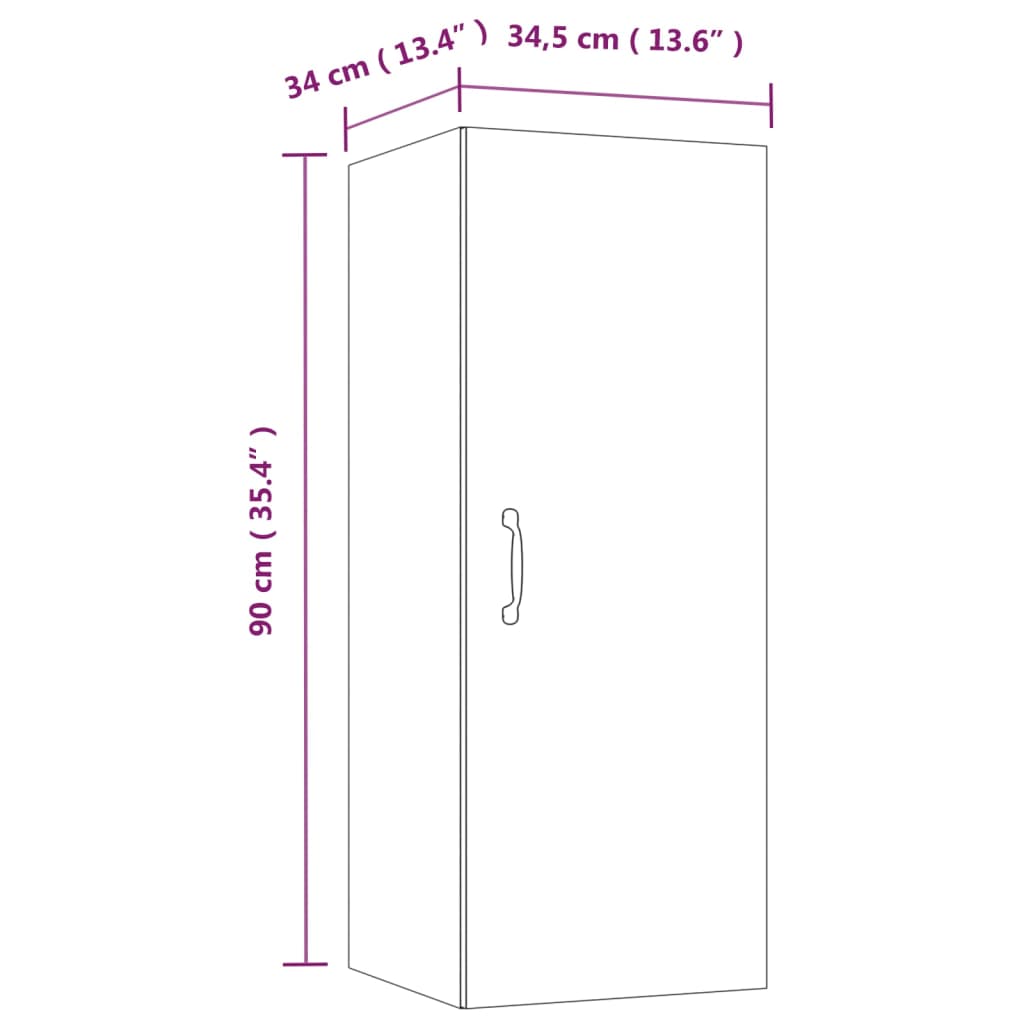 Dulap de perete, gri sonoma, 34,5x34x90 cm, lemn compozit GartenMobel Dekor