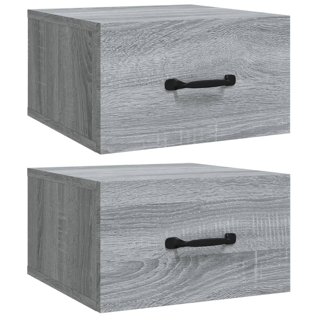Noptiere de perete, 2 buc., sonoma gri, 35x35x20 cm   GartenMobel Dekor