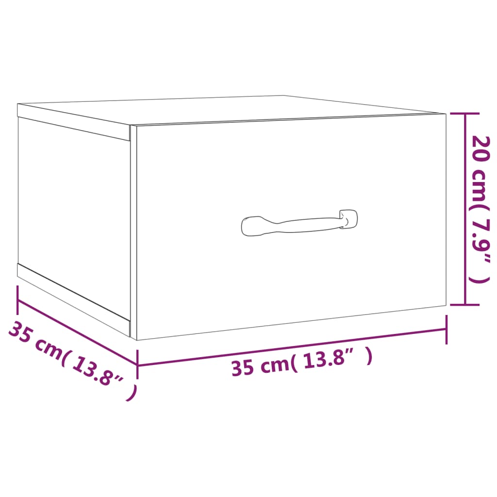 Noptiere de perete, 2 buc., stejar fumuriu, 35x35x20 cm   GartenMobel Dekor