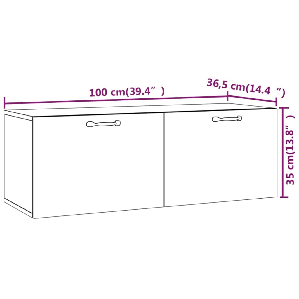 Dulap de perete, stejar fumuriu, 100x36,5x35 cm, lemn prelucrat GartenMobel Dekor