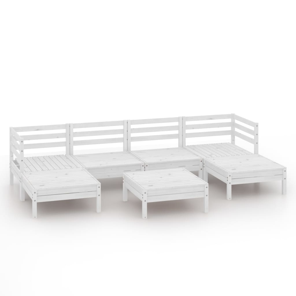 Set mobilier de grădină, 7 piese, alb, lemn masiv de pin GartenMobel Dekor