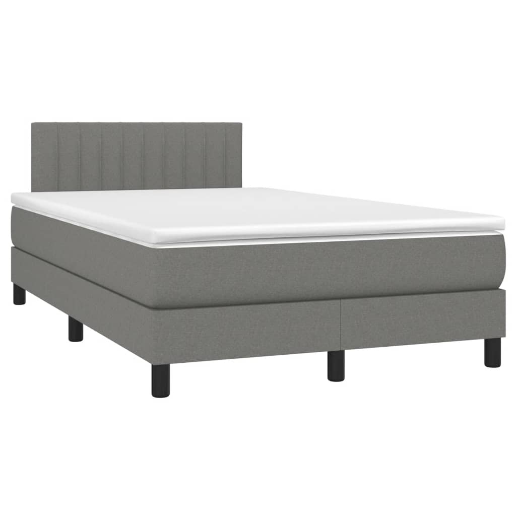 Pat cu arcuri, saltea și LED, gri închis, 120x190 cm, textil GartenMobel Dekor