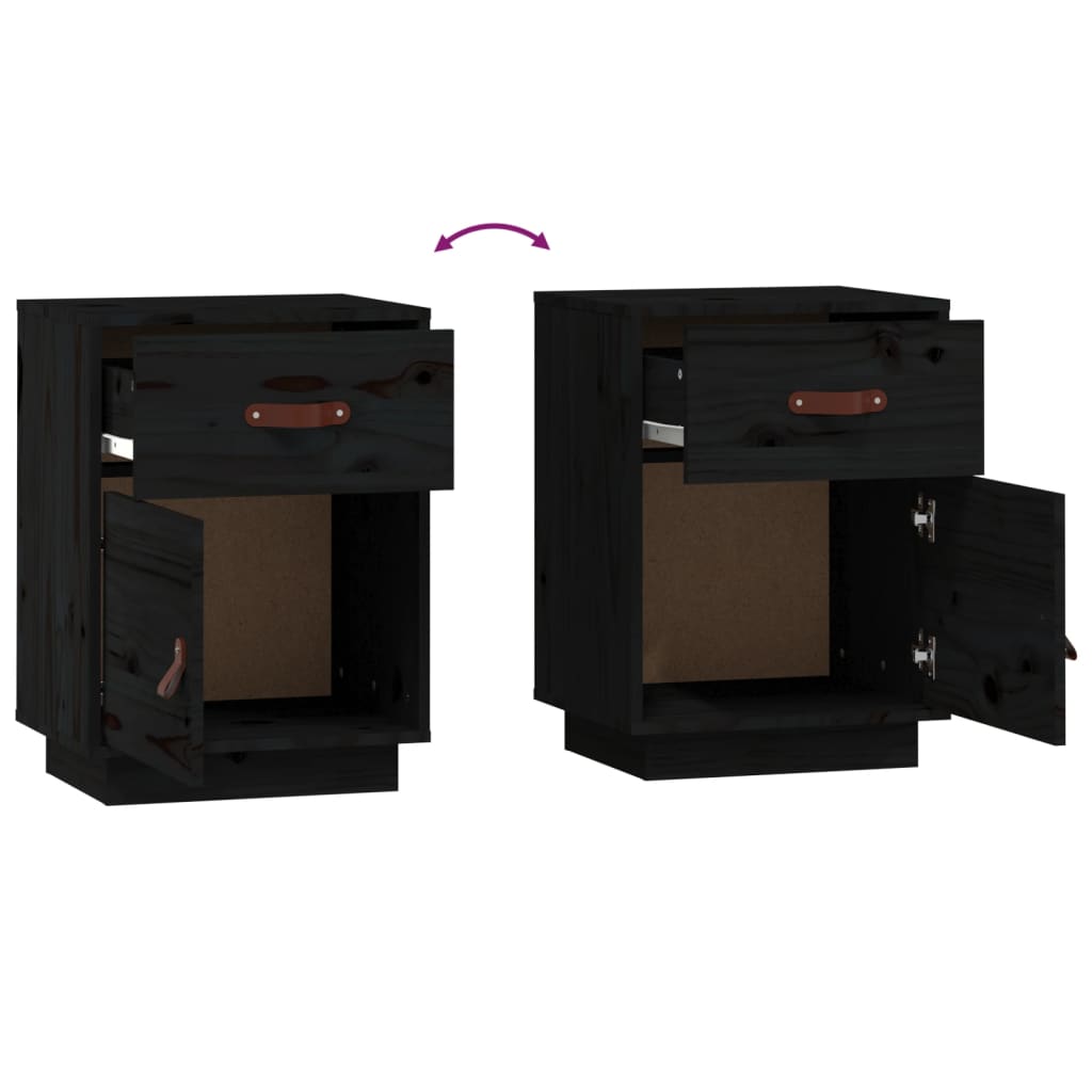 Noptieră, negru, 40x34x55 cm, lemn masiv de pin GartenMobel Dekor