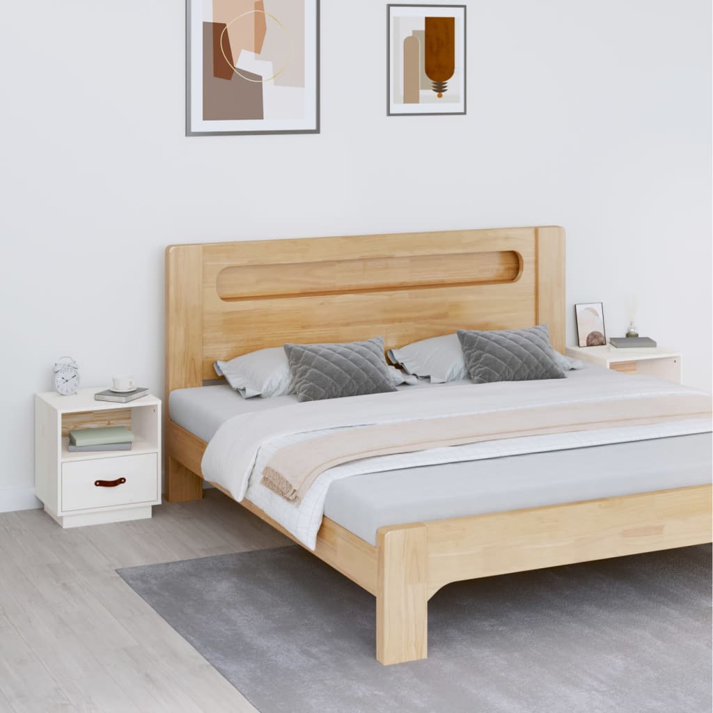 Noptiere, 2 buc., alb, 40x34x45 cm, lemn masiv de pin GartenMobel Dekor