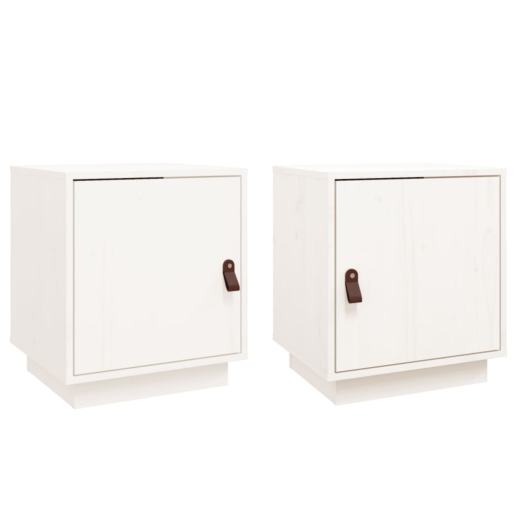 Noptiere, 2 buc., alb, 40x34x45 cm, lemn masiv de pin GartenMobel Dekor