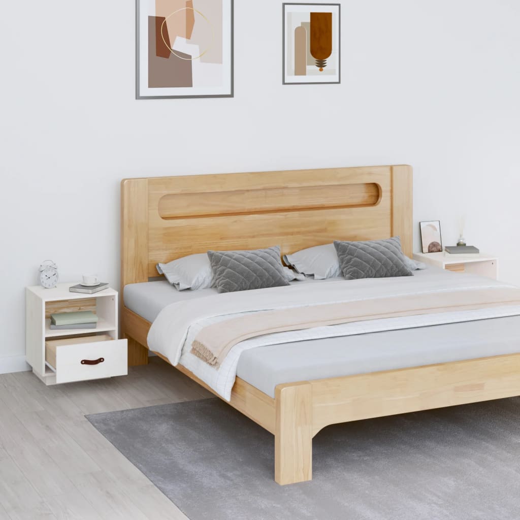 Noptiere, 2 buc., alb, 40x34x45 cm, lemn masiv de pin GartenMobel Dekor