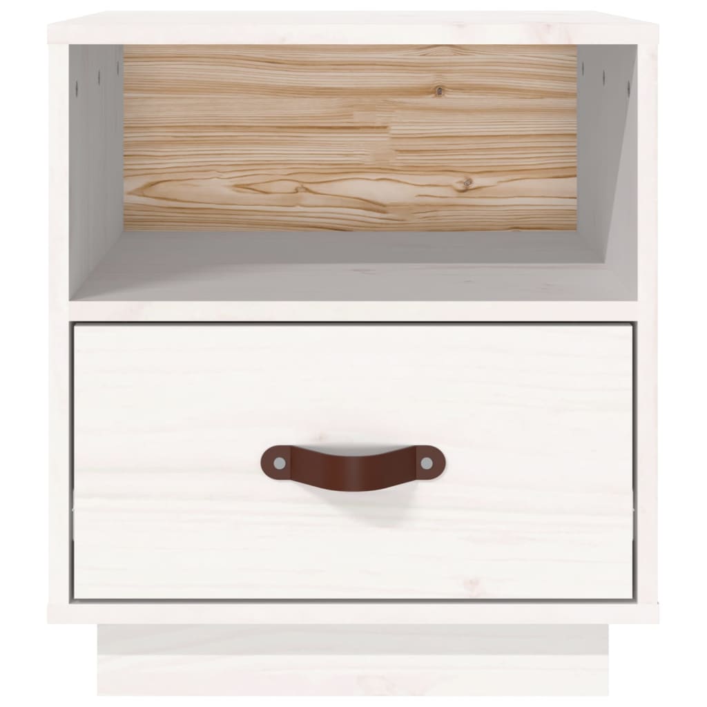 Noptiere, 2 buc., alb, 40x34x45 cm, lemn masiv de pin GartenMobel Dekor