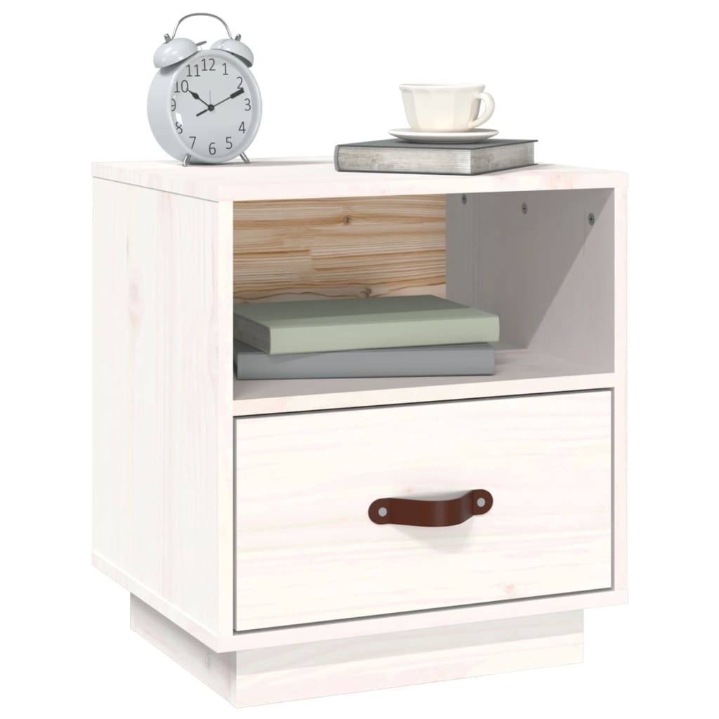 Noptiere, 2 buc., alb, 40x34x45 cm, lemn masiv de pin GartenMobel Dekor