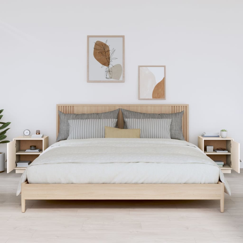 Noptiere, 2 buc., alb, 40x34x45 cm, lemn masiv de pin GartenMobel Dekor