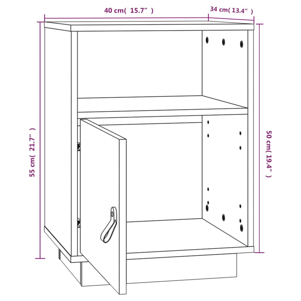 Noptiere, 2 buc., alb, 40x34x55 cm, lemn masiv de pin GartenMobel Dekor