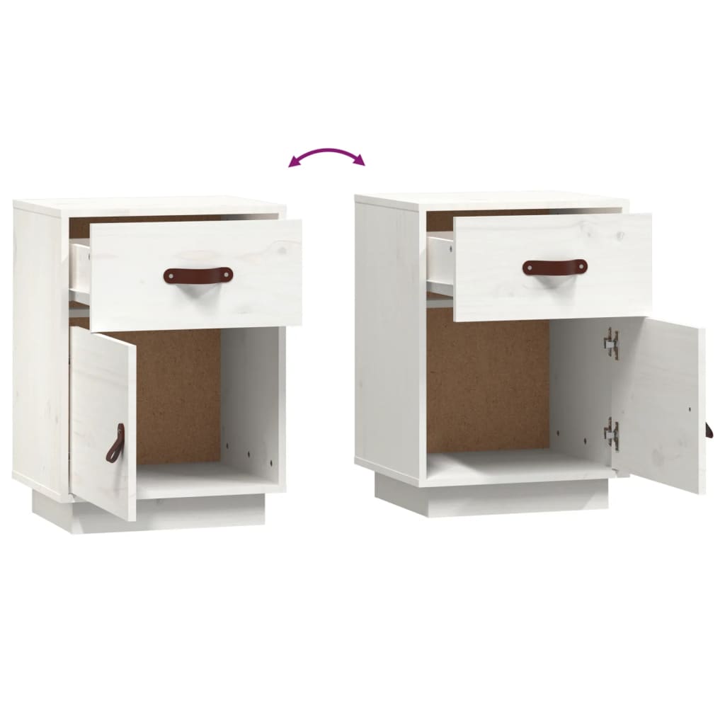 Noptiere, 2 buc., alb, 40x34x55 cm, lemn masiv de pin GartenMobel Dekor