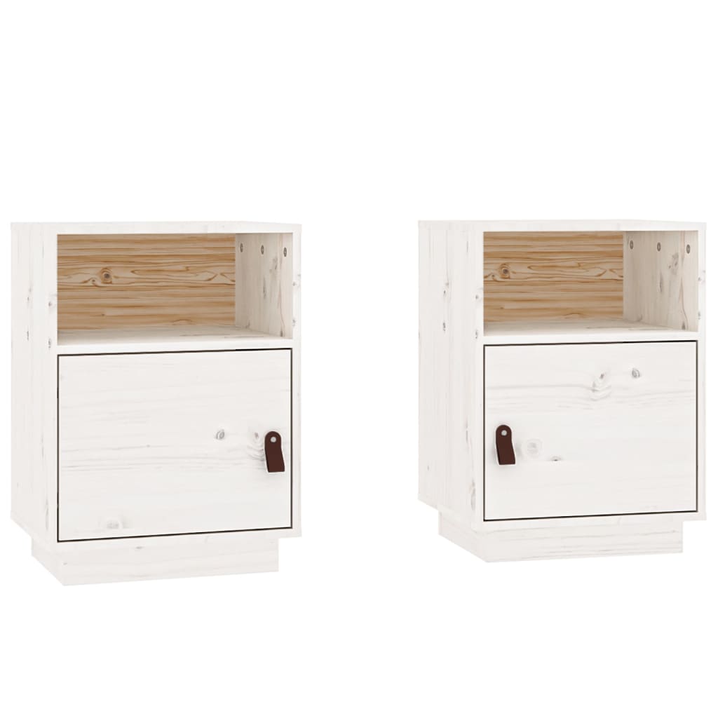 Noptiere, 2 buc., alb, 40x34x55 cm, lemn masiv de pin GartenMobel Dekor