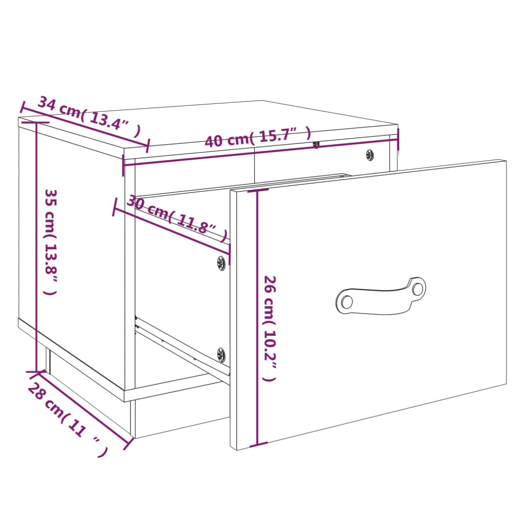 Noptiere, 2 buc., gri, 40x34x35 cm, lemn masiv de pin GartenMobel Dekor