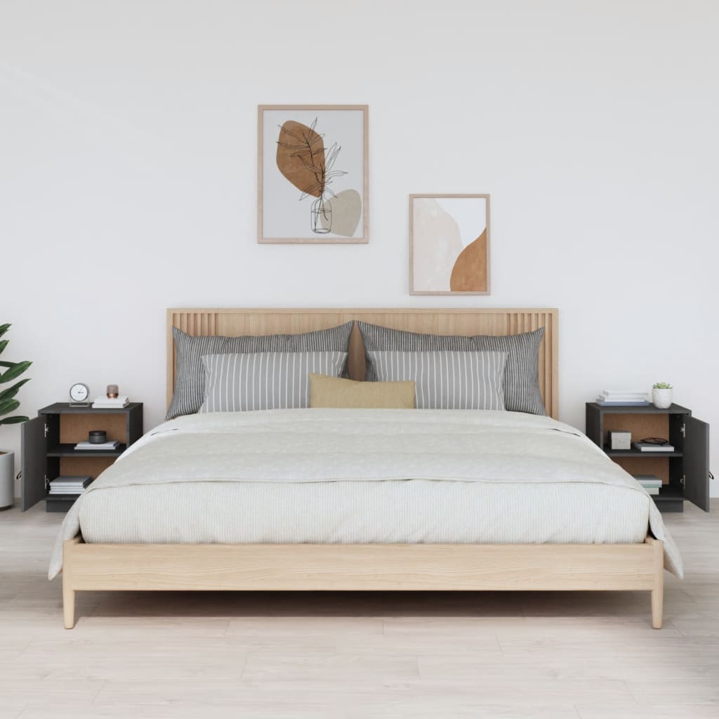 Noptiere, 2 buc., gri, 40x34x45 cm, lemn masiv de pin GartenMobel Dekor