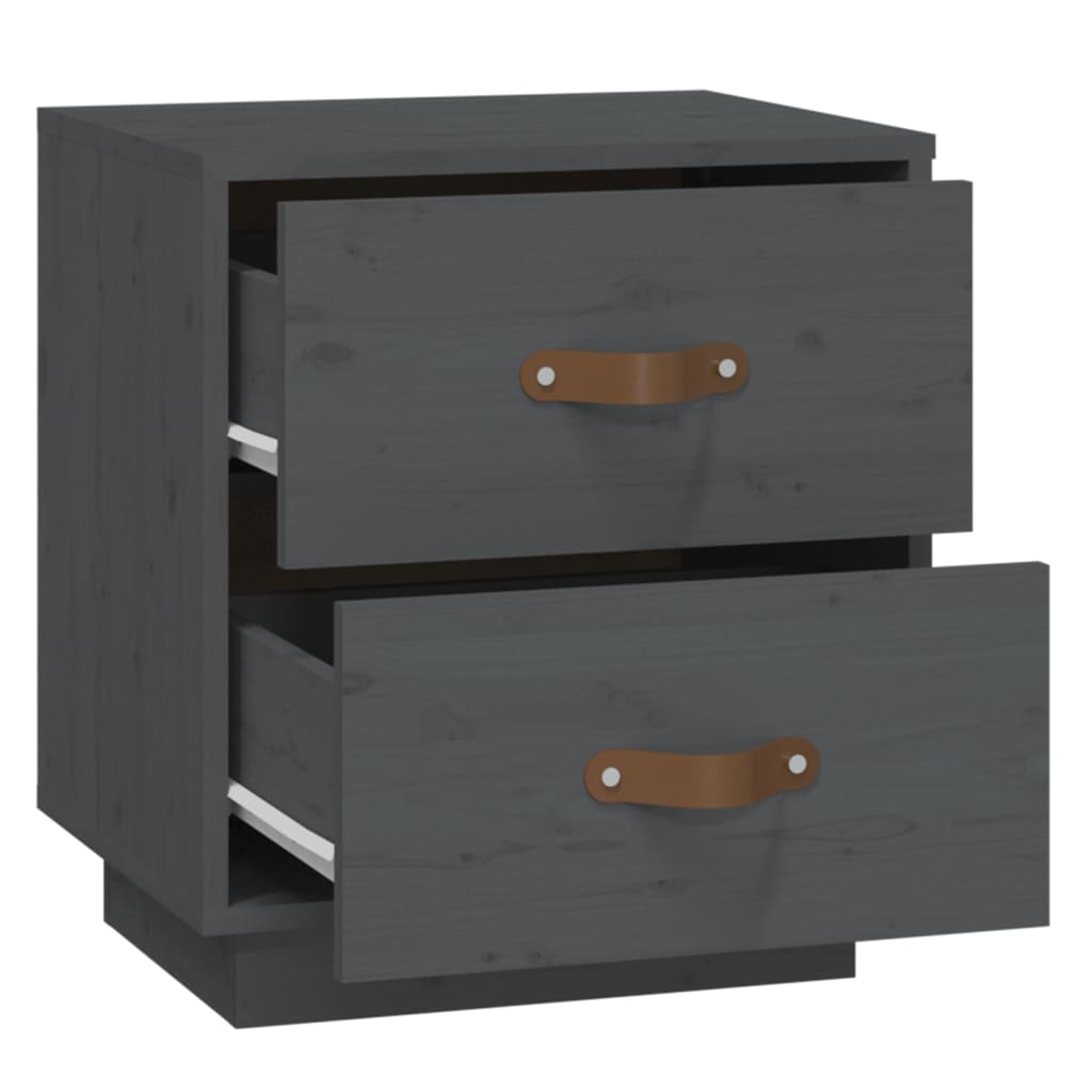 Noptiere, 2 buc., gri, 40x34x45 cm, lemn masiv de pin GartenMobel Dekor