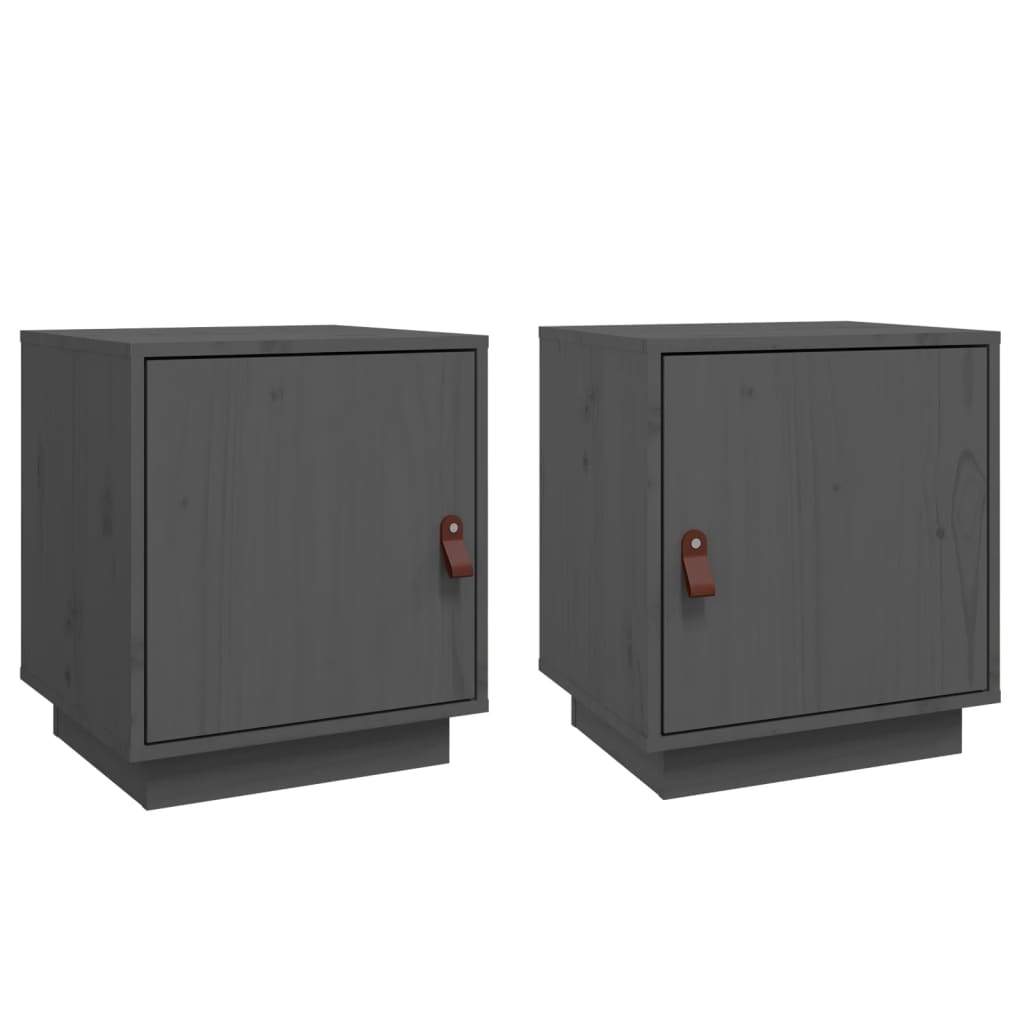Noptiere, 2 buc., gri, 40x34x45 cm, lemn masiv de pin GartenMobel Dekor