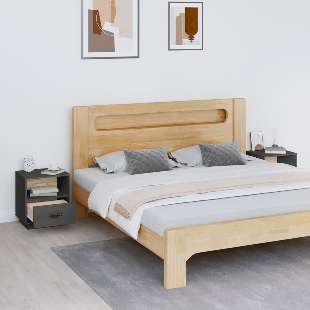 Noptiere, 2 buc., gri, 40x34x45 cm, lemn masiv de pin GartenMobel Dekor