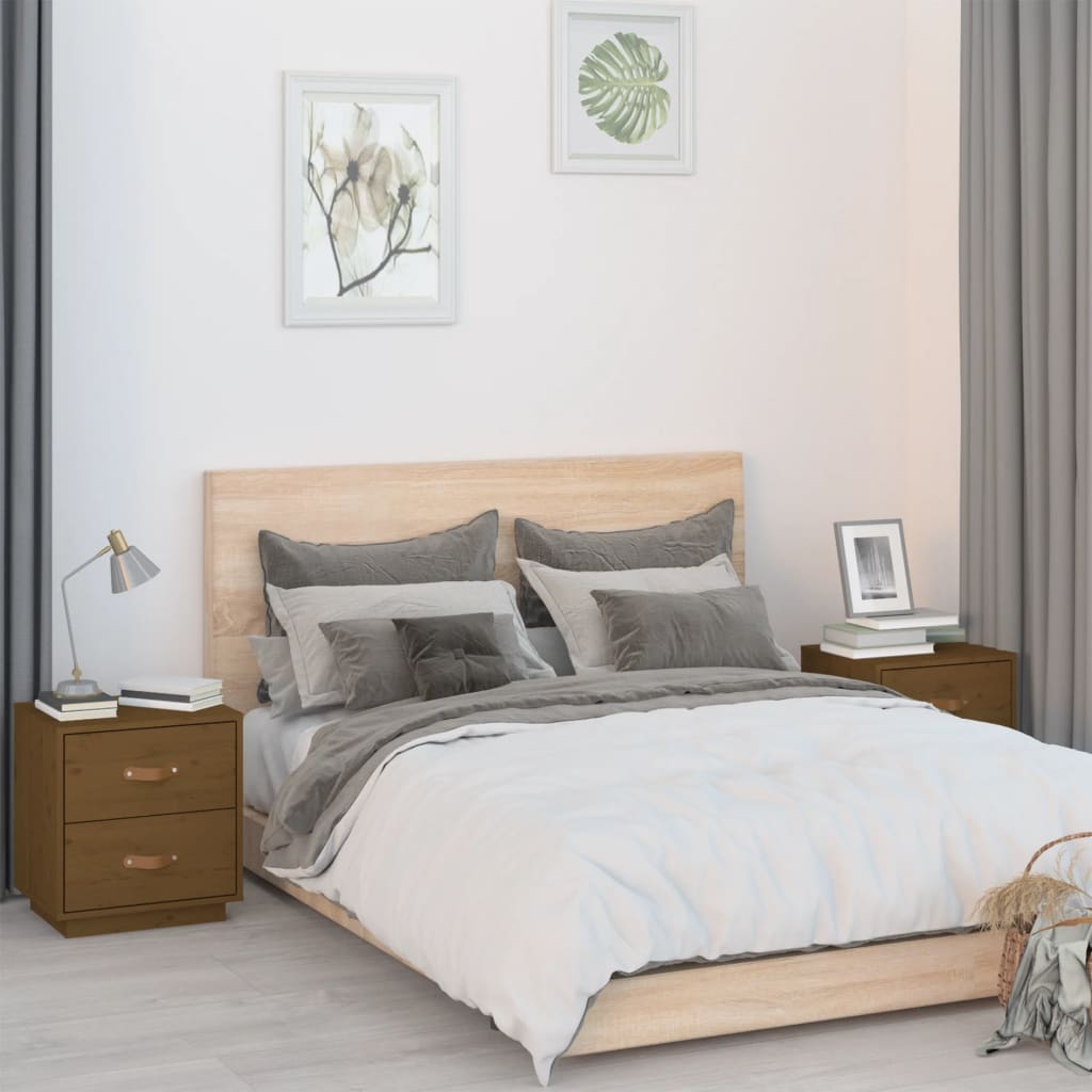 Noptiere, 2 buc., maro miere, 40x34x45 cm, lemn masiv de pin GartenMobel Dekor