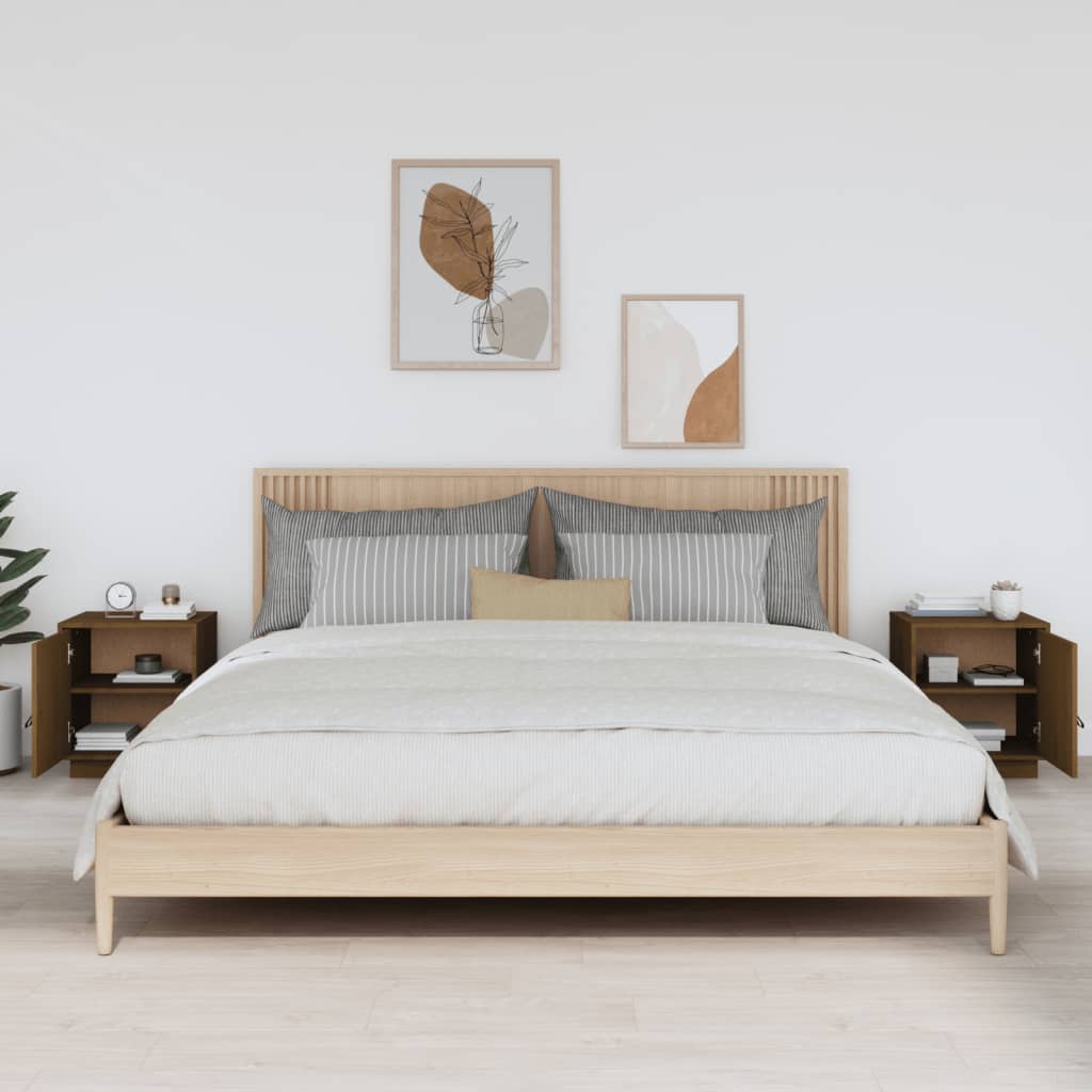 Noptiere, 2 buc., maro miere, 40x34x45 cm, lemn masiv de pin GartenMobel Dekor