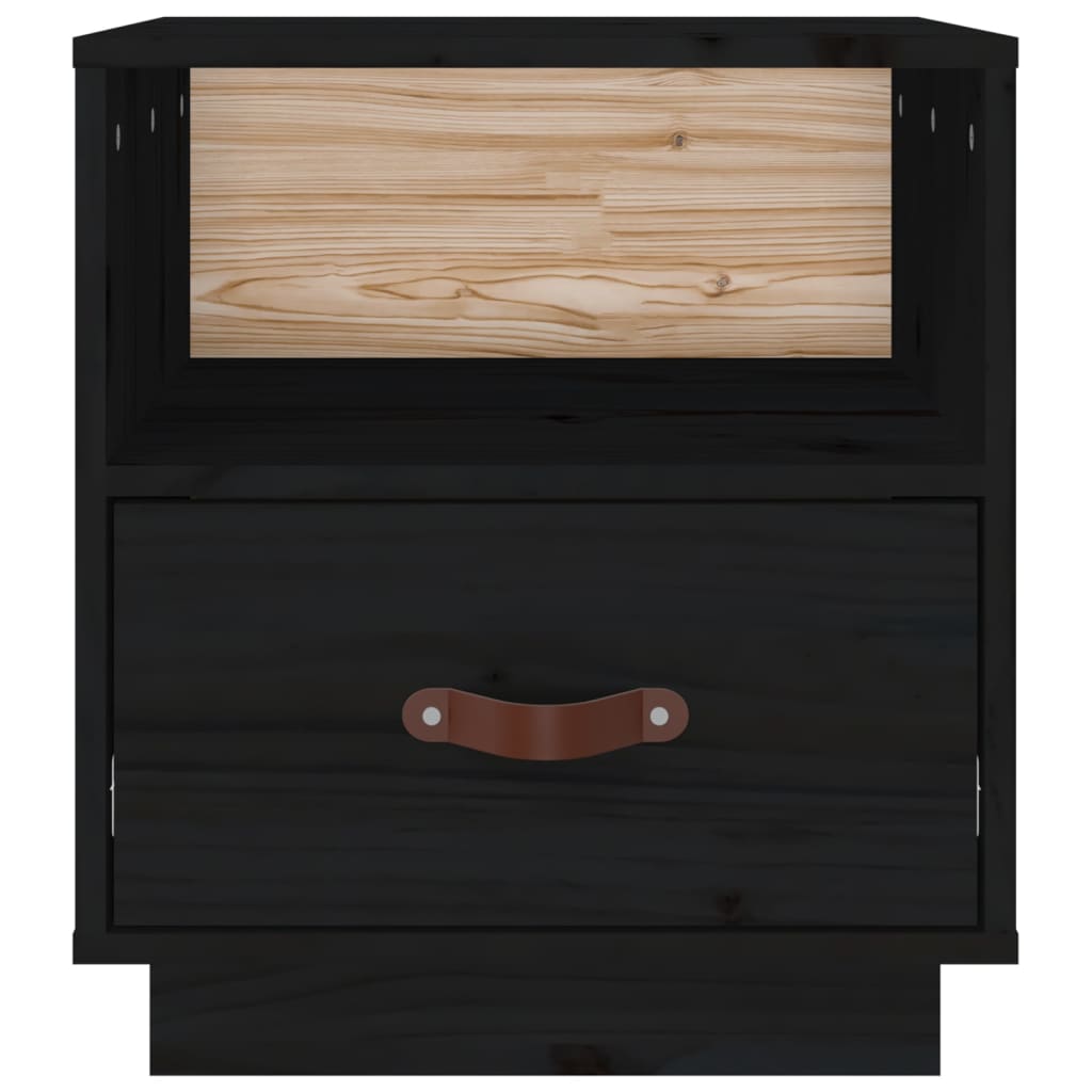 Noptiere, 2 buc., negru, 40x34x45 cm, lemn masiv de pin GartenMobel Dekor