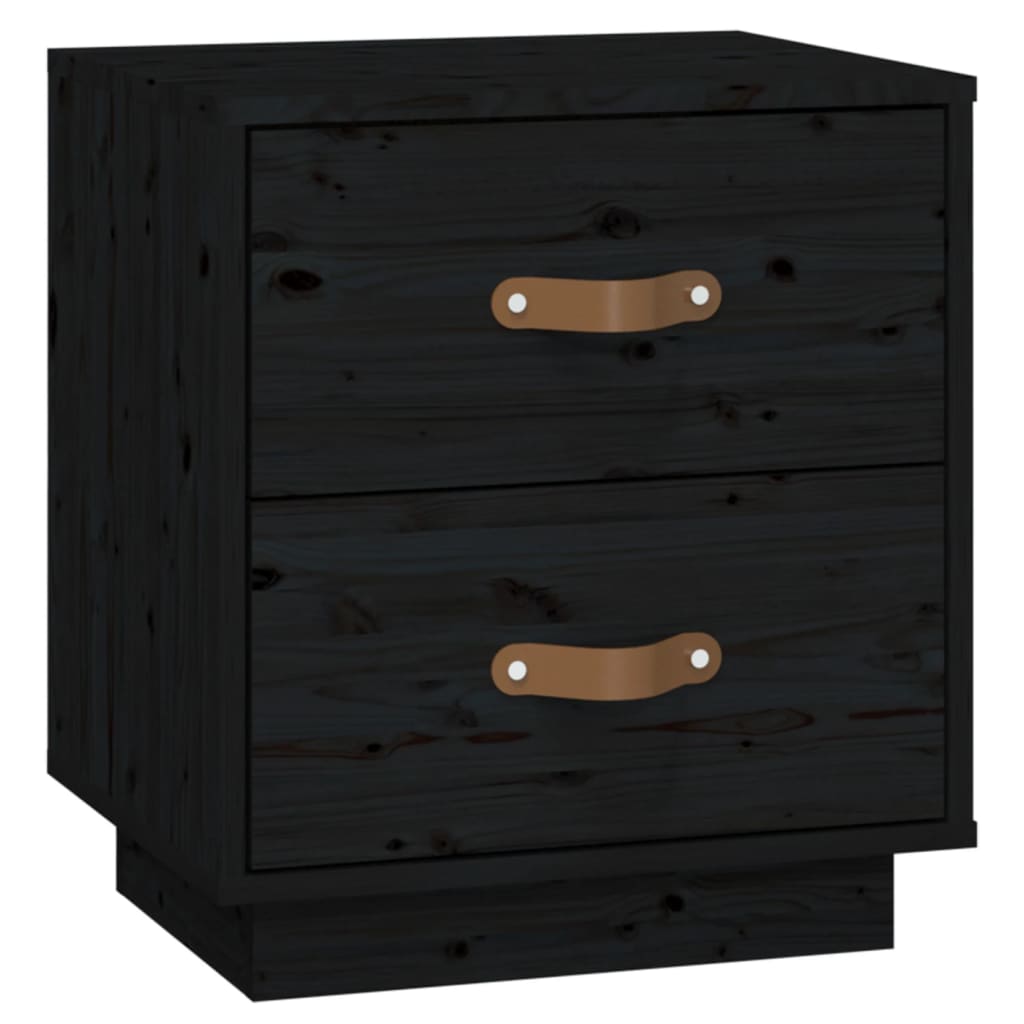 Noptiere, 2 buc., negru, 40x34x45 cm, lemn masiv de pin GartenMobel Dekor