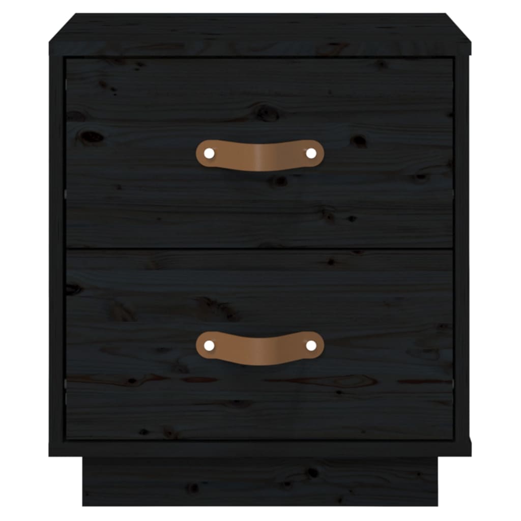 Noptiere, 2 buc., negru, 40x34x45 cm, lemn masiv de pin GartenMobel Dekor
